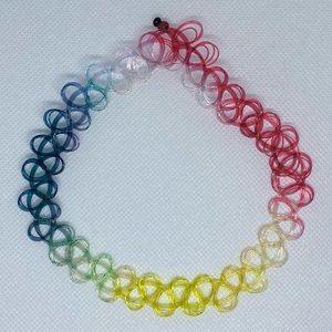 Rainbow tattoo choker necklace